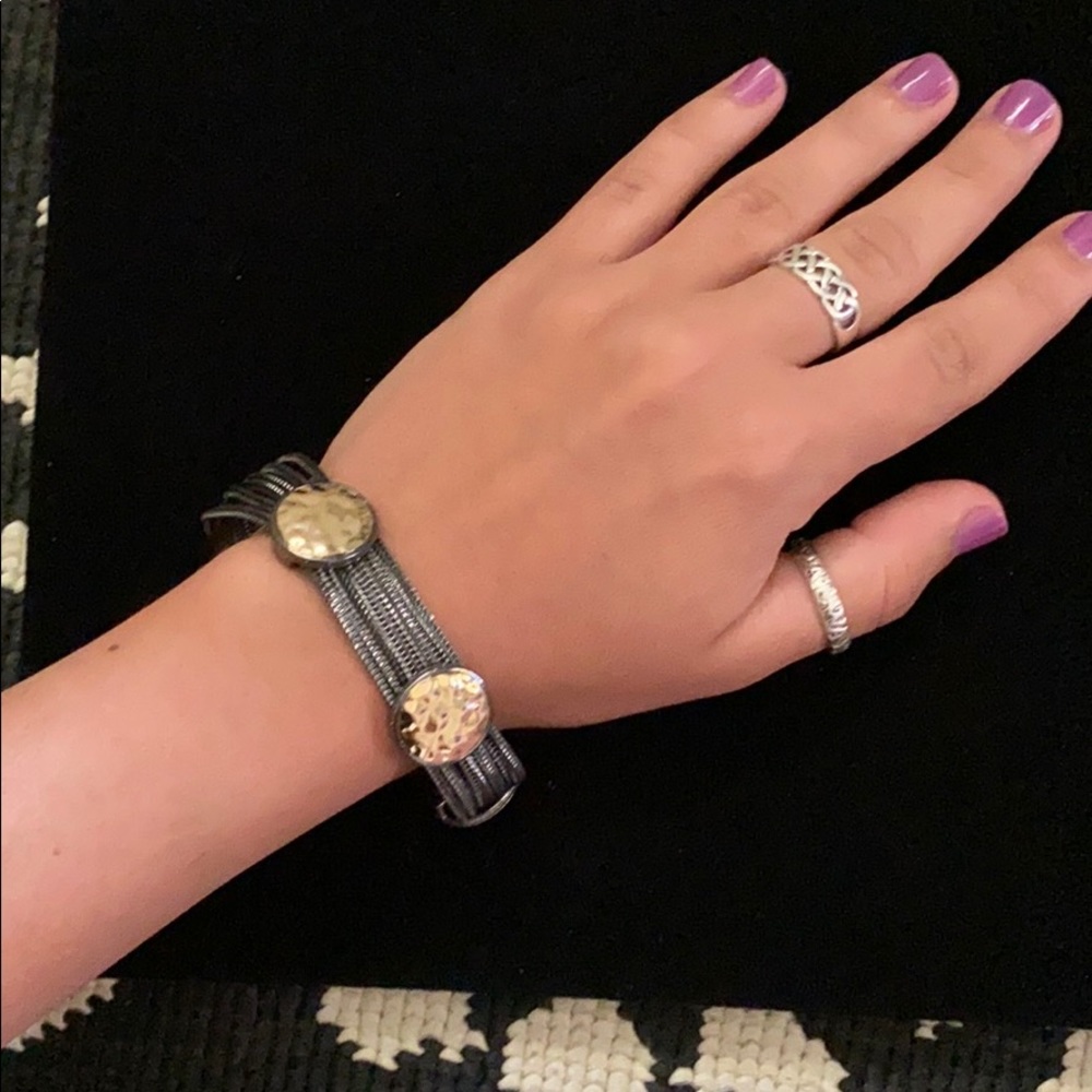 Gun metal and gold magnetic clasp bracelet